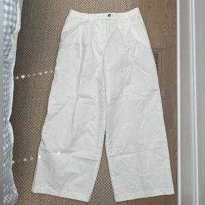 Wide-Leg White Cotton Pants